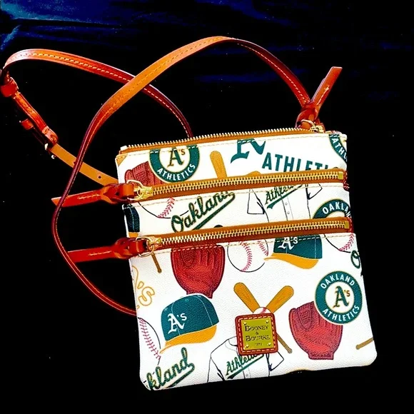 Dooney & Bourke Athletics Triple-Zip Crossbody Bag - White and Brown - Picture 8 of 11